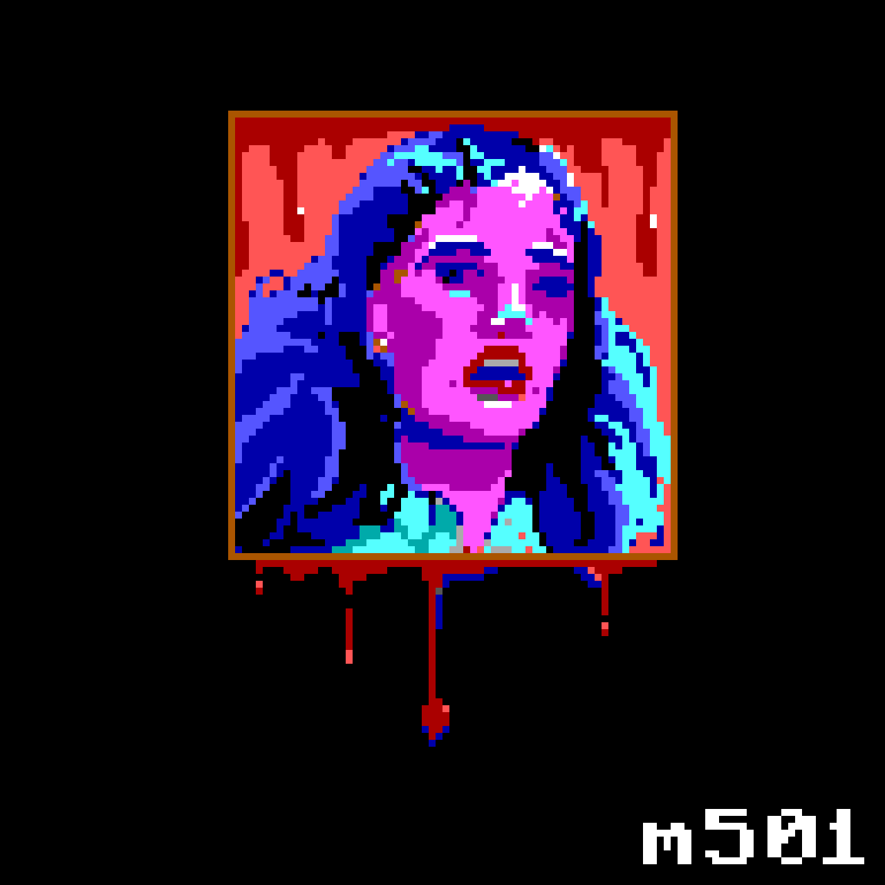 Pixel art illustration of actor Heather Langenkamp in Carrie 2