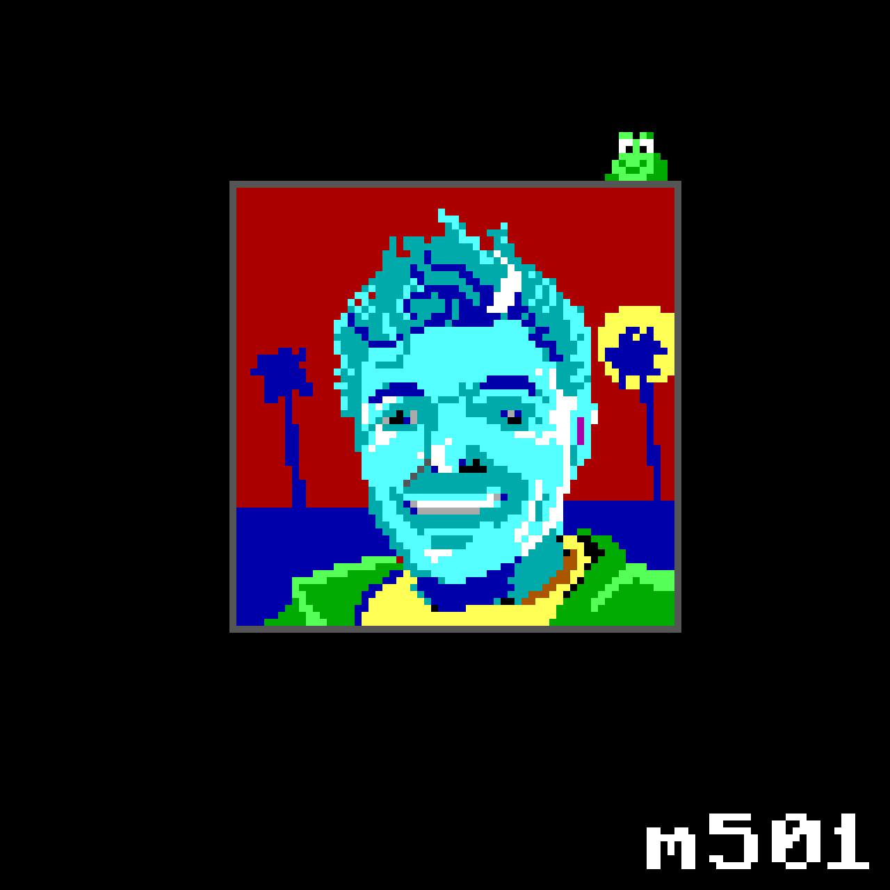 Pixel art illustration of myself using an EGA palette